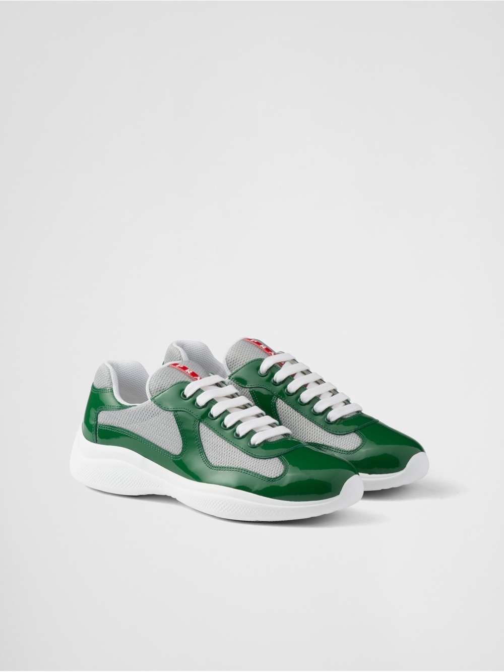 Prada Green and Gray Patent Leather Men's Sneakers